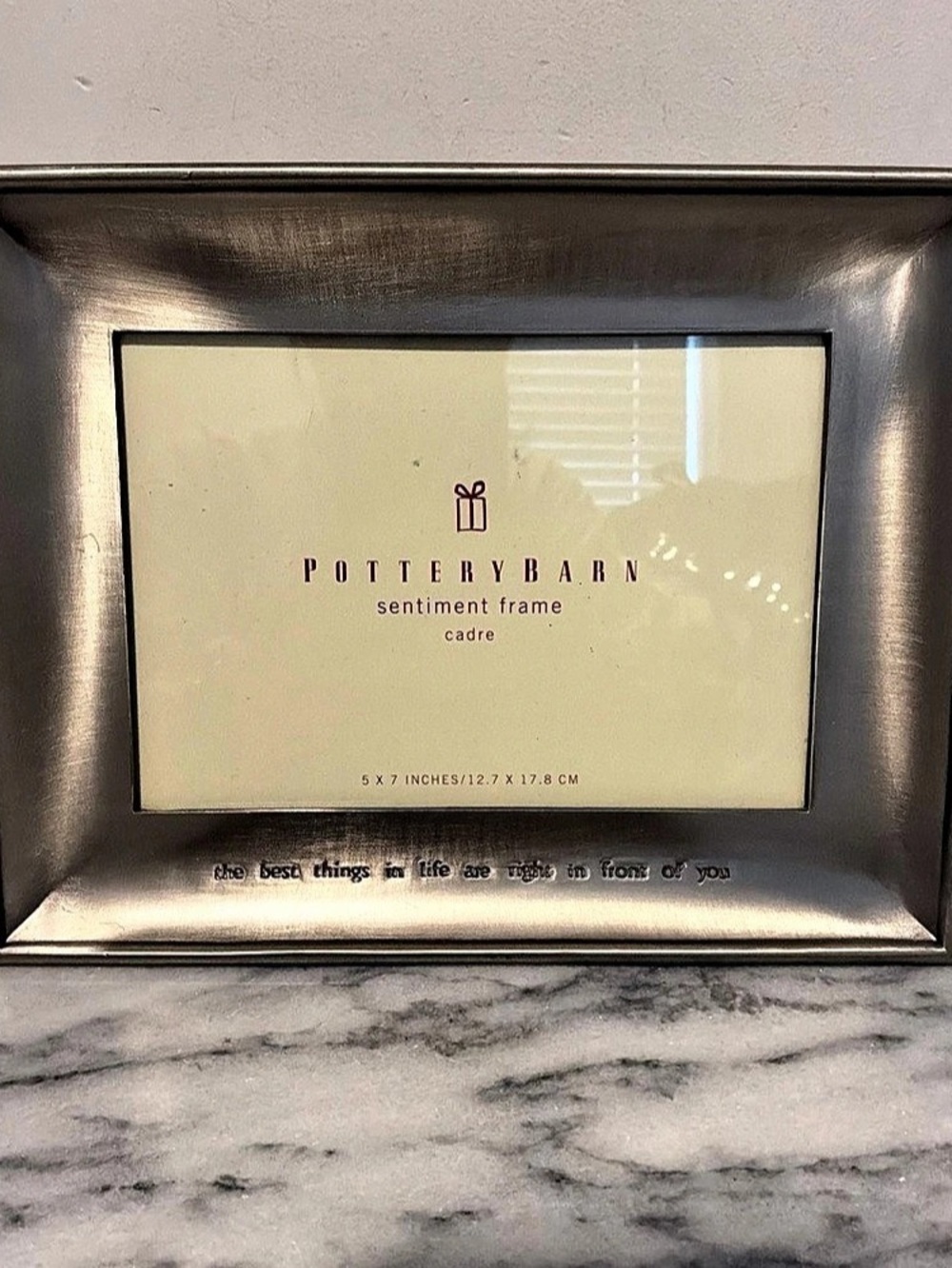 Pottery Barn Sentiment Frame Silver 5x7 Picture Frame